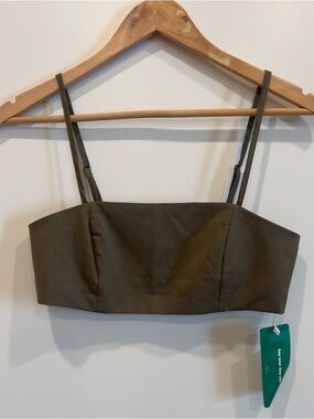 SHEIN Olive Green Spaghetti Strap Crop Top